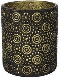 Countryfield tealight holder glass black gold 10cm luxury decoration