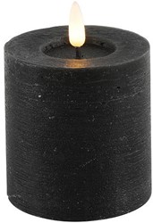 Countryfield LED pillar candle black rustic 7.5x7.5x8cm with timer