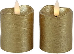 Countryfield LED pillar candle gold 2 pieces - atmospheric lighting timer