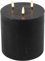Countryfield LED pillar candle black - atmospheric LED candle 15x15x17.5cm
