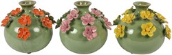 Countryfield ceramic vase decoration Fleur M yellow green pink 17x17x15cm