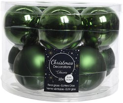 Christmas baubles glass pine green set 10 pieces 6cm decoration