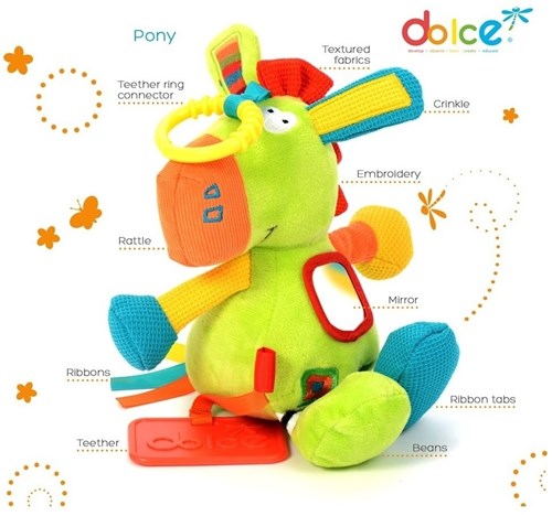 Dolce Toys Classic activity cuddly toy pony Polo - 24 cm-3
