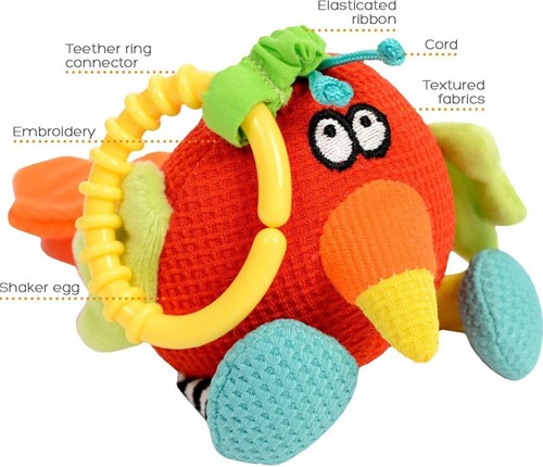 Dolce Toys baby toys Classic parrot Petra - 19 cm - maternity gift girl / boy - 0 years / 6 months