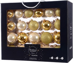 Christmas Bauble Glass Set 42 Pieces - Gold tree decoration glass gold