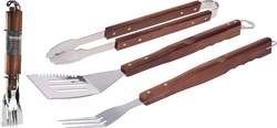 BBQ tool set barbecue 3-piece stainless steel tongs fork spatula 52cm