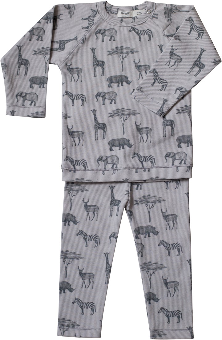 Snoozebaby Organic Pyjamas Safari Grey size 86 92