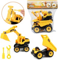 Construction vehicles dump truck and excavator yellow toy truck