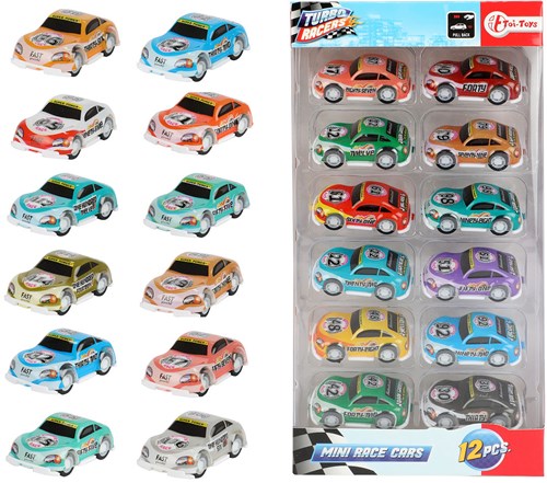 Turbo Racers pull back toy race car set 12 pieces multicolor