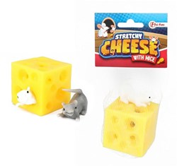 Harlekijn bouncy cheese toy with mice - stretchy and funny