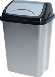 Waste bin swing 5 litre black grey - compact plastic trash can