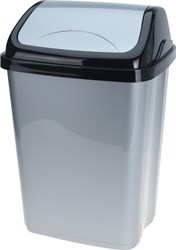 Afvalbak swing 16 liter black grey plastic trash bin kitchen