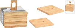 Excellent Houseware bamboo coasters set of 6 for glasses 9x9cm brown