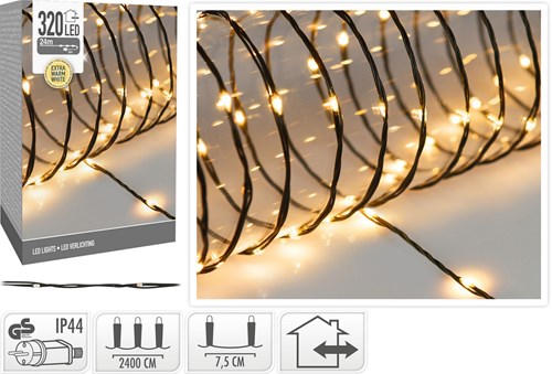 320LED wire string lights extra warm white 24 meter IP44 Christmas lights