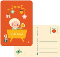 Bora Shop baby bed postcard - Hello baby greeting card