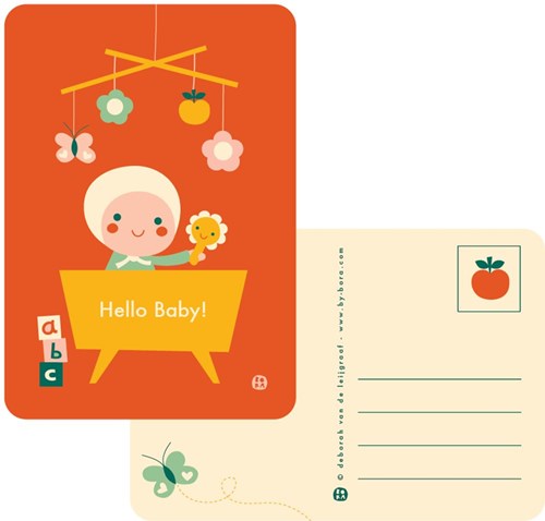 Bora Shop baby bed postcard - Hello baby greeting card