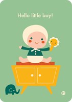Bora Shop baby boy postcard - Hello baby birth card