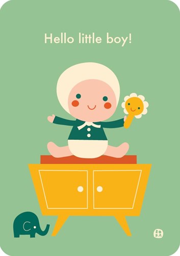 Bora Shop baby boy postcard - Hello baby birth card
