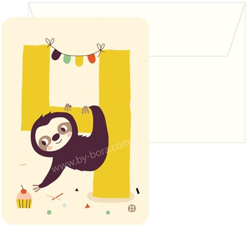 Bora Shop birthday card Sloth with envelope - cheerful card 15x15 cm