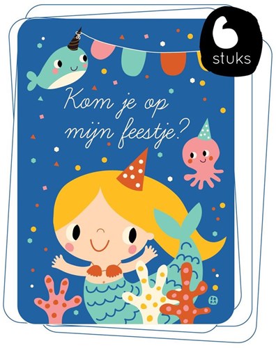 Bora Shop mermaid invitation cards - set of 6 pieces