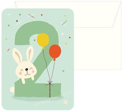 Harlekijn birthday card set - Bunny 2 with envelope, 5 pieces