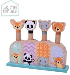 Studio Circus wooden toy Pop-up animals motor skills game