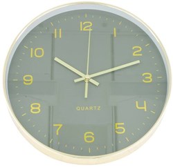 Cilgro wall clock green 30cm with gold frame - stylish clock