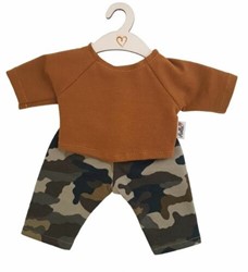 Hollie Dolls' trousers and shirt camouflage ochre