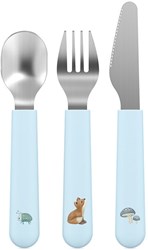 Mepal children's cutlery set - kids fork, knife and spoon - forest friends - stainless steel