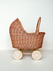 Hollie doll pram rattan little flowers - sustainable toy stroller