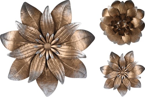 Wall decoration flower bronze 35 cm wall decor plastic gold