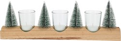 Theelichthouder Christmas Tree Set - Glass Decoration 39x12cm Holiday