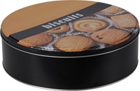 Cookie tin black metal round 22 cm - cookie storage box kitchen