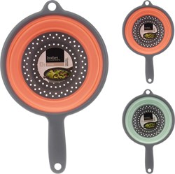 Collapsible kitchen colander 23 cm beige space-saving kitchen accessory