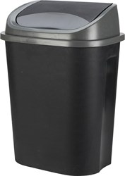Plastic waste bin 50 liters grey black with lid