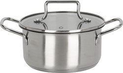 Cooking toy pan stainless steel with glass lid - educational kids toy 16cm