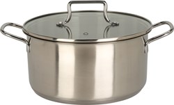 Stainless steel toy cooking pot with glass lid - educational kitchen play 22cm