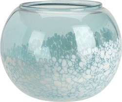 Theelichthouder glass marble blue 13cm decorative toy