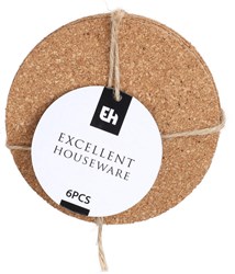Excellent Houseware cork coasters round set of 6 brown table protection