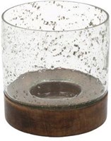 HBX natural living candle holder bubble glass black - stylish glass decor