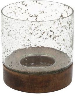 HBX natural living candle holder bubble glass black - stylish glass decor