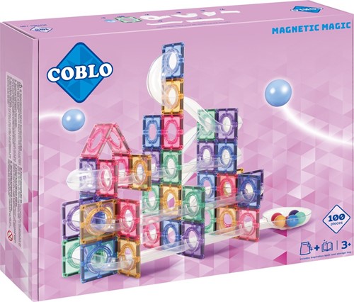 Coblo toy magnetic tiles pastel marblerun / marble run 100 pieces