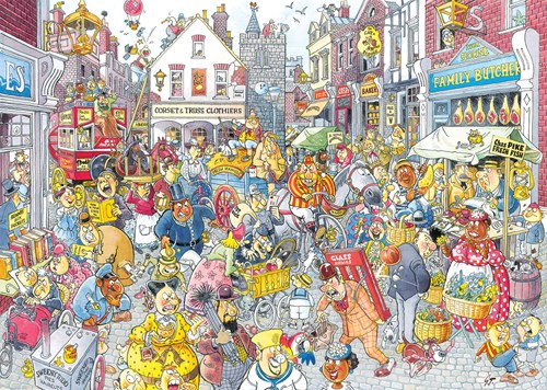Jumbo jigsaw puzzle Wasgij Retro Destiny 10 - High Street Chaos 1000 pieces-2
