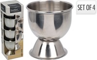 Koopman egg cup set - stainless steel egg cups 4 pieces white tableware