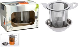 Koopman tea strainer stainless steel with holder silver - tea filter accessory