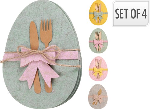Koopman Easter felt cutlery holder - cheerful table decoration