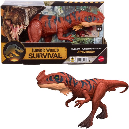 Mattel dinosaur toy Jurassic World Wild Roar Afrovenator with lights and sounds