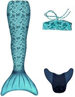 Kuaki mermaid tail toy set turquoise S with bikini top-2