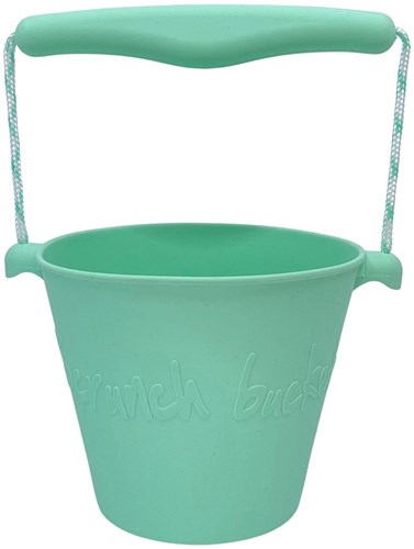 Scrunch toy bucket green foldable durable beach bucket for kids