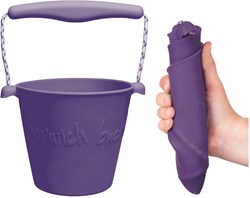 Scrunch toy bucket purple foldable silicone beach bucket kids